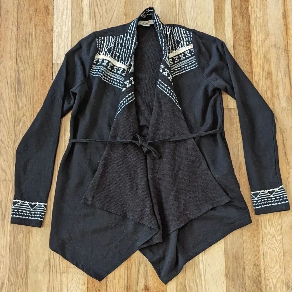 Lucky Bliss Black Waterfall Cardigan Sweater